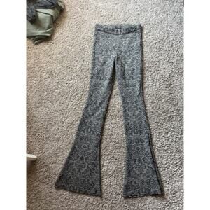 FREE PEOPLE Long Yoga Pants Flare Sparkles Floral Print Black Creme